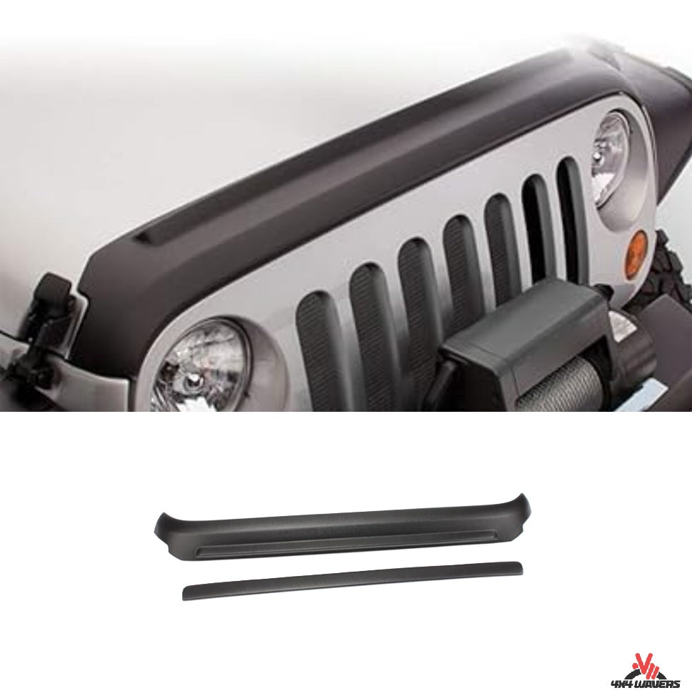 4X4WAVERS Front Hood Spoiler Guard - Double Lip Style - Jeep Wrangler JK/JKU 2007-2018 - 4X4 WAVERS