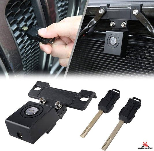 4X4WAVERS Anti-Theft Hidden Hood Grille Lock Kit with keys  - Jeep Wrangler JL/JLU/4XE/JT 2018-2023 - 4X4 WAVERS