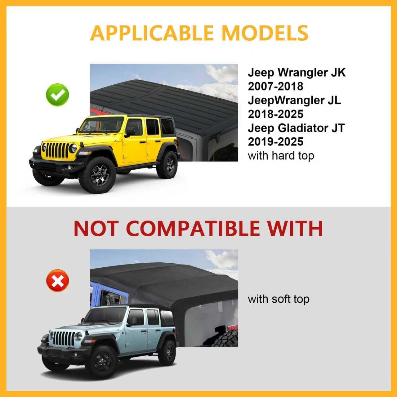 4X4WAVERS Premium Roof Rack Cross Bars with Security Lock - All Jeep Wrangler Models 2007+