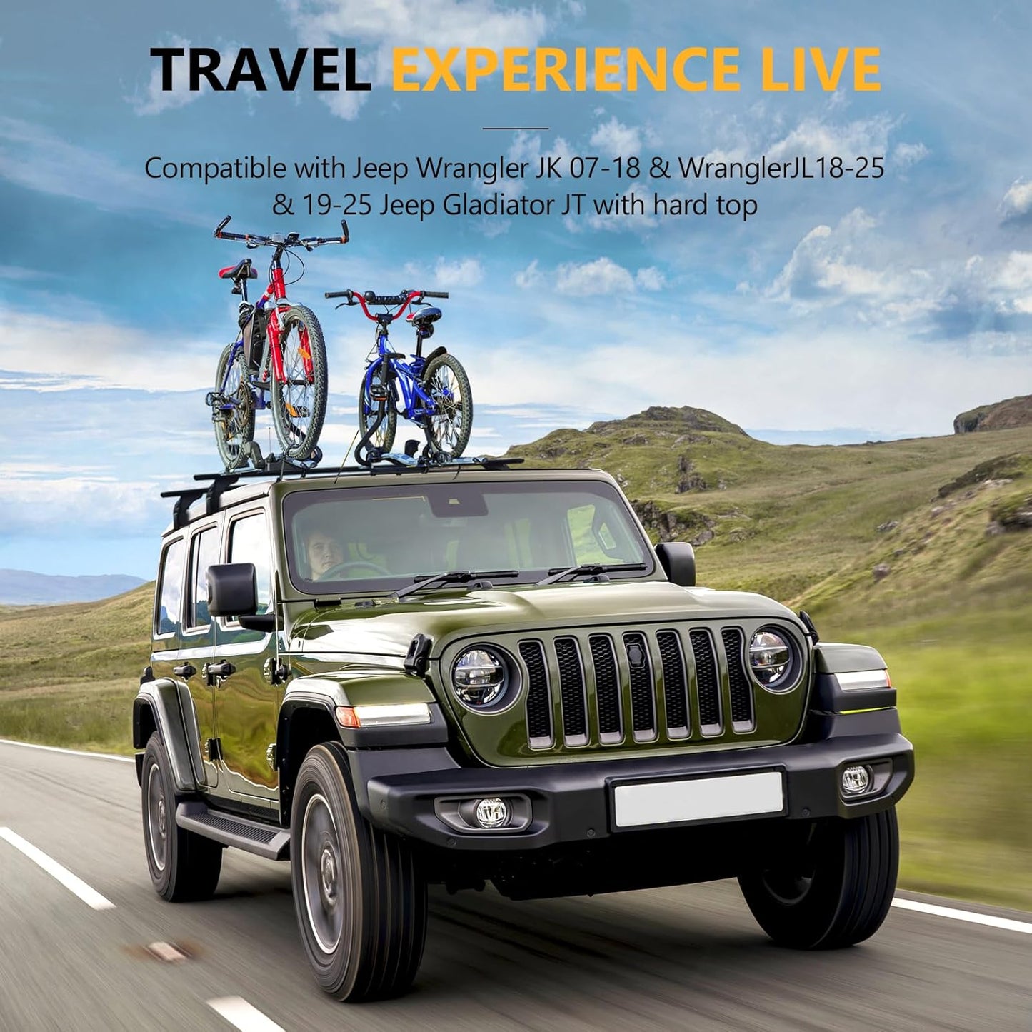 4X4WAVERS Premium Roof Rack Cross Bars with Security Lock - All Jeep Wrangler Models 2007+