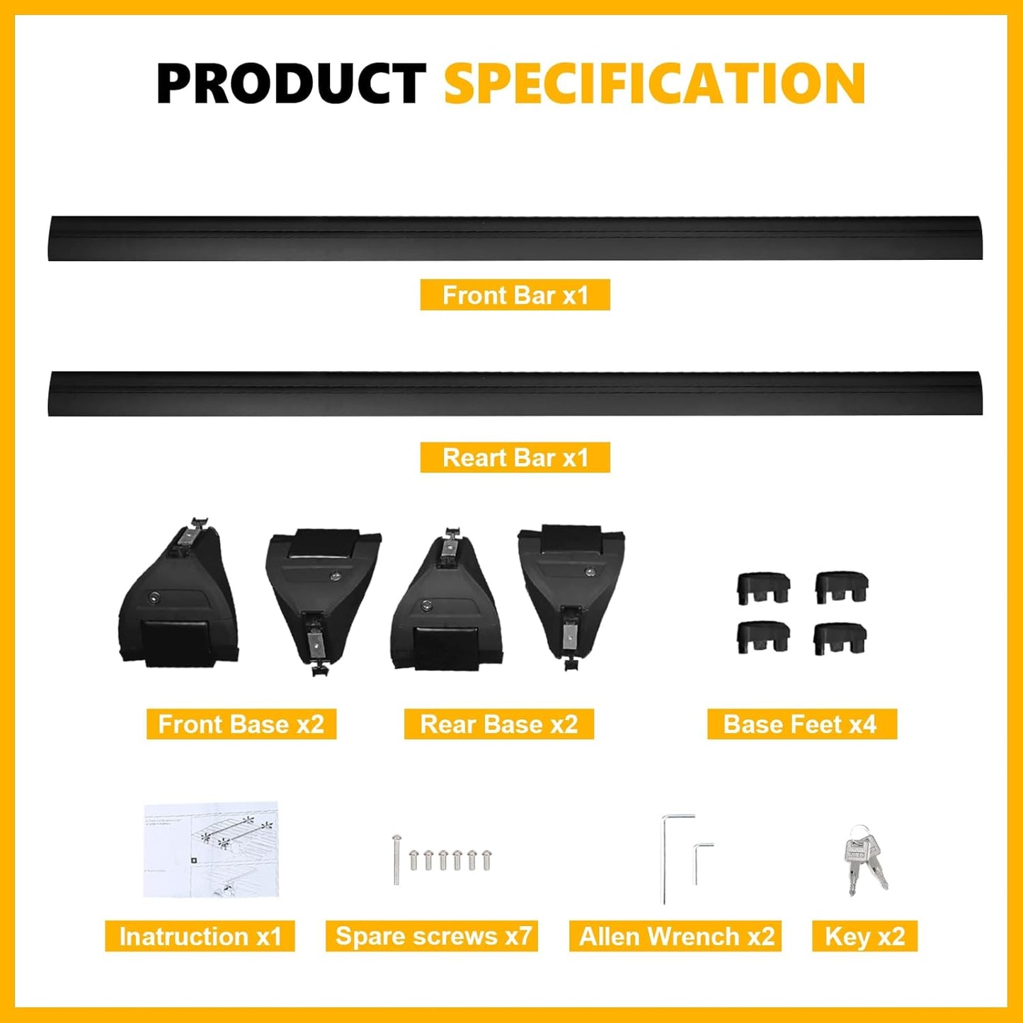4X4WAVERS Premium Roof Rack Cross Bars with Security Lock - All Jeep Wrangler Models 2007+