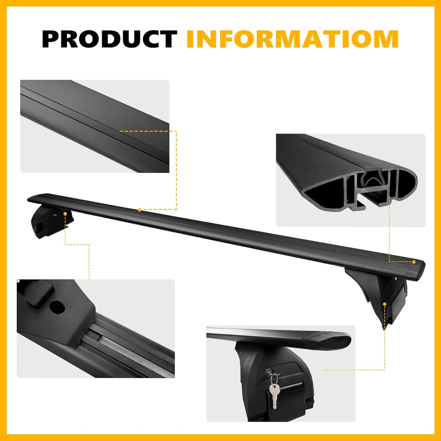 4X4WAVERS Premium Roof Rack Cross Bars with Security Lock - All Jeep Wrangler Models 2007+