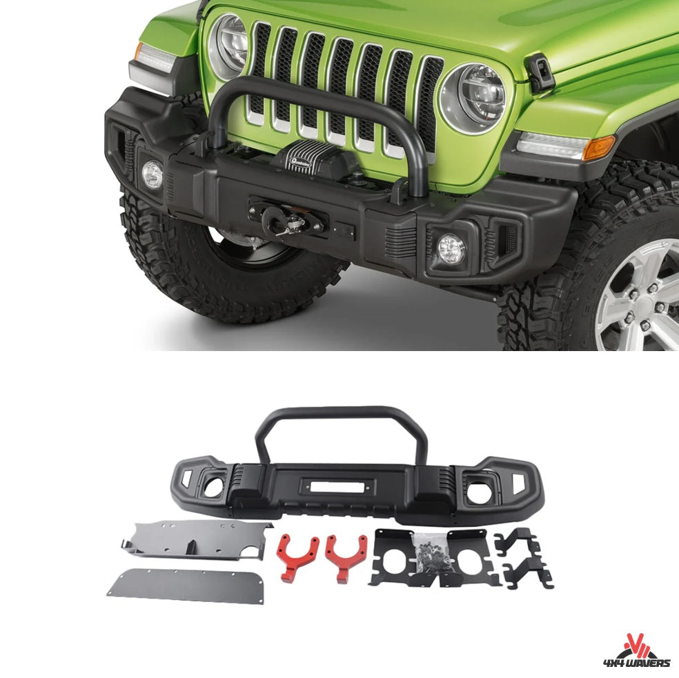 4X4WAVERS Spartacus Style Front Bumper & Bull Bar - Powder Coated Steel - Jeep Wrangler JL/JLU/4XE/JT 2018+ - 4X4 WAVERS