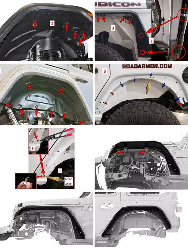 4X4WAVERS Front/Rear Metal Armor Fenders Kit - Hard Line Design - Jeep Wrangler JL/JLU/4XE 2018+ - 4X4 WAVERS