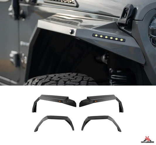 4X4WAVERS Front/Rear Metal Armor Fenders Kit - Sharp Dots Design - Jeep Wrangler JL/JLU/4XE 2018+ - 4X4 WAVERS