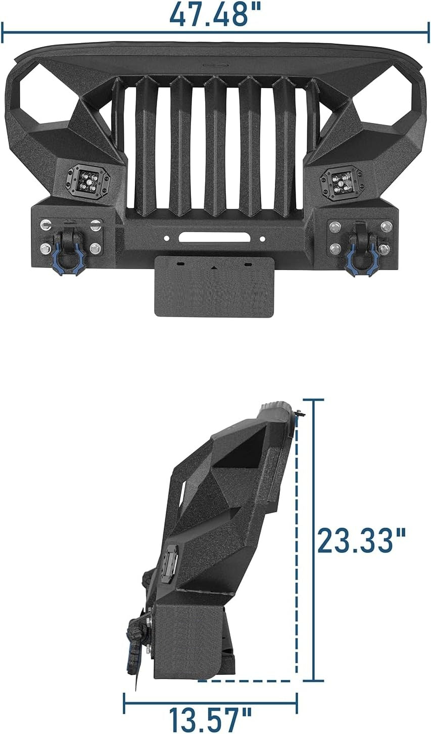 Grille/pare-chocs avant en métal court Metal Face Grumper 4X4WAVERS - Jeep Wrangler JK/JKU 2007-2018