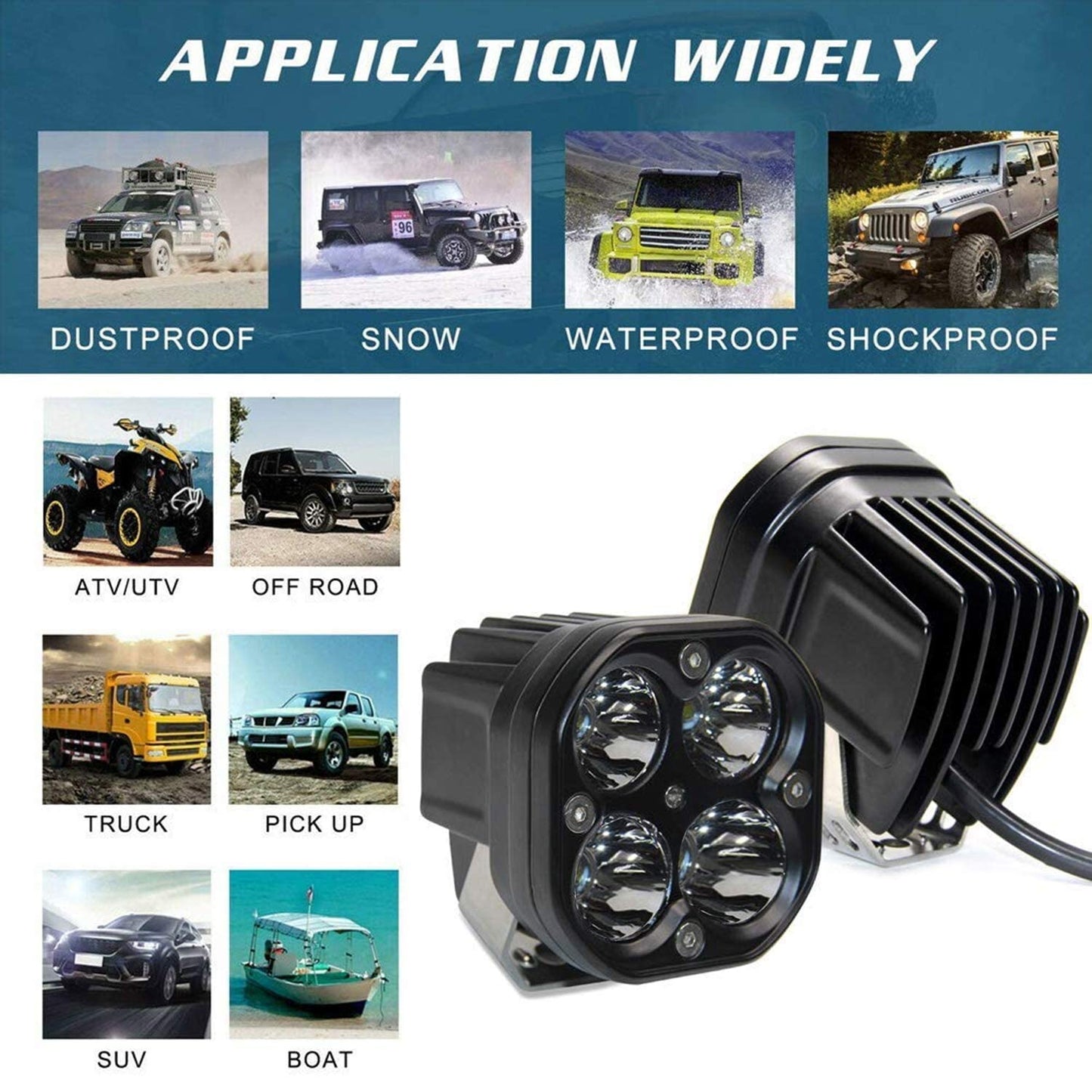 4X4WAVERS 3 Inch 40W LED Driving Fog/Spot/Work Waterproof Offroad Lights - Universal - 4X4 WAVERS