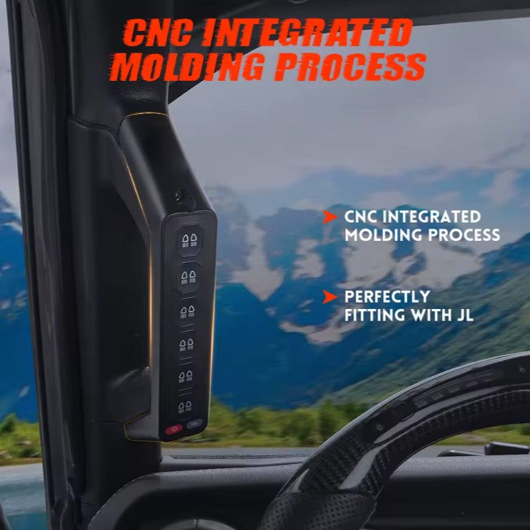 4X4Wavers Grab Handle 6 Gang Switch Panel - Jeep Wrangler JL/JLU/4XE/JT 2018+ - 4X4 WAVERS