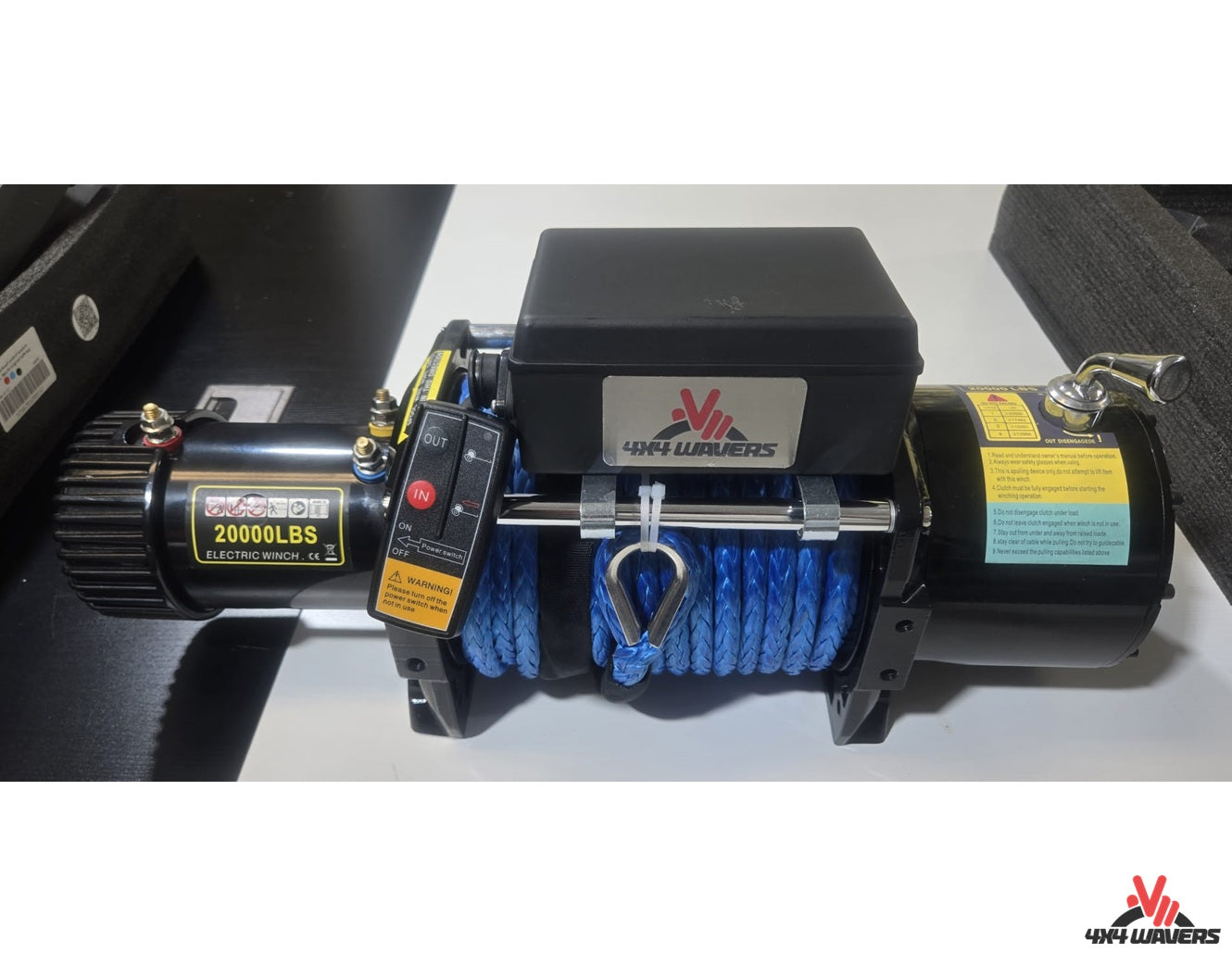 4X4Wavers Heavy Duty 20,000 lbs 12V Electric Offroad Winch with wireless remote - Synthetic rope - 4X4 WAVERS
