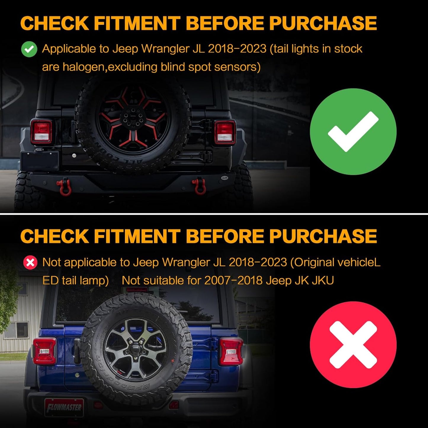 4X4WAVERS Premium LED Tail Light Upgrade Kit (For Stock Halogen Model to Upgrade to FULL LED) - Jeep Wrangler JL/JLU/4XE 2018-2023 - 4X4 WAVERS