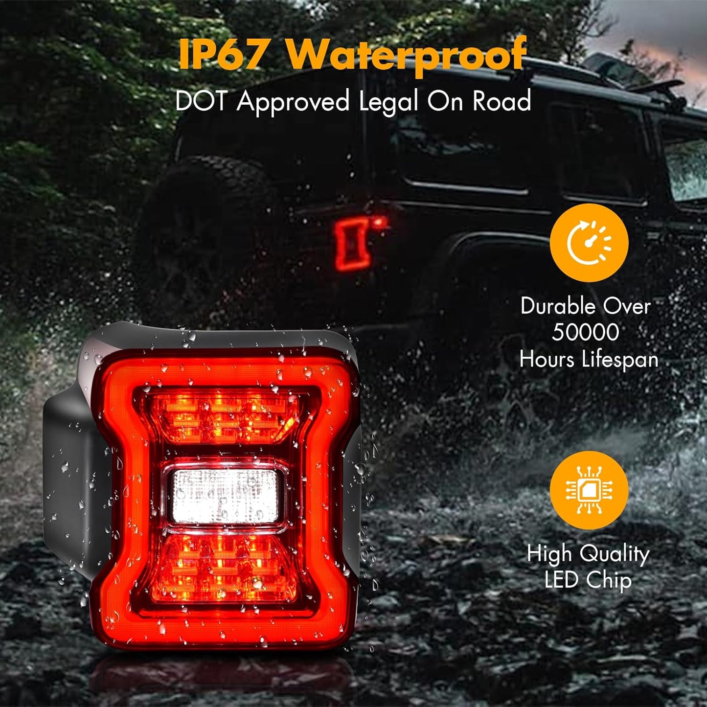 4X4WAVERS Premium LED Tail Light Upgrade Kit (For Stock Halogen Model to Upgrade to FULL LED) - Jeep Wrangler JL/JLU/4XE 2018-2023 - 4X4 WAVERS