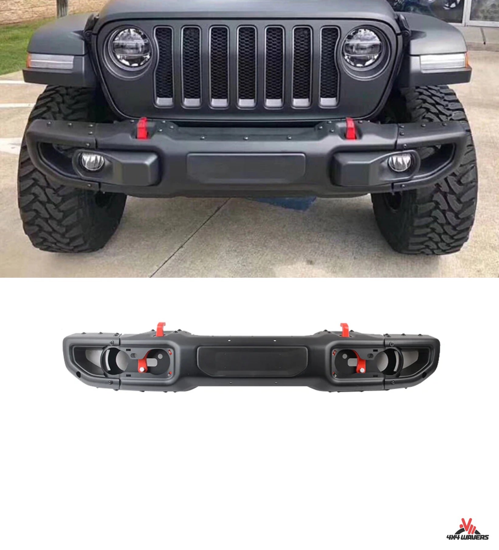4X4WAVERS 10th Anniversary Style Front Bumper (Sensor-Ready) - Jeep Wrangler JL/JLU/4XE/JT 2018+ - 4X4 WAVERS