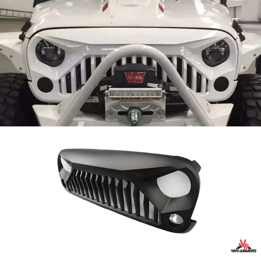 4X4WAVERS Front Grille - Angry Edition II Style - Jeep Wrangler JK/JKU 2007-2018