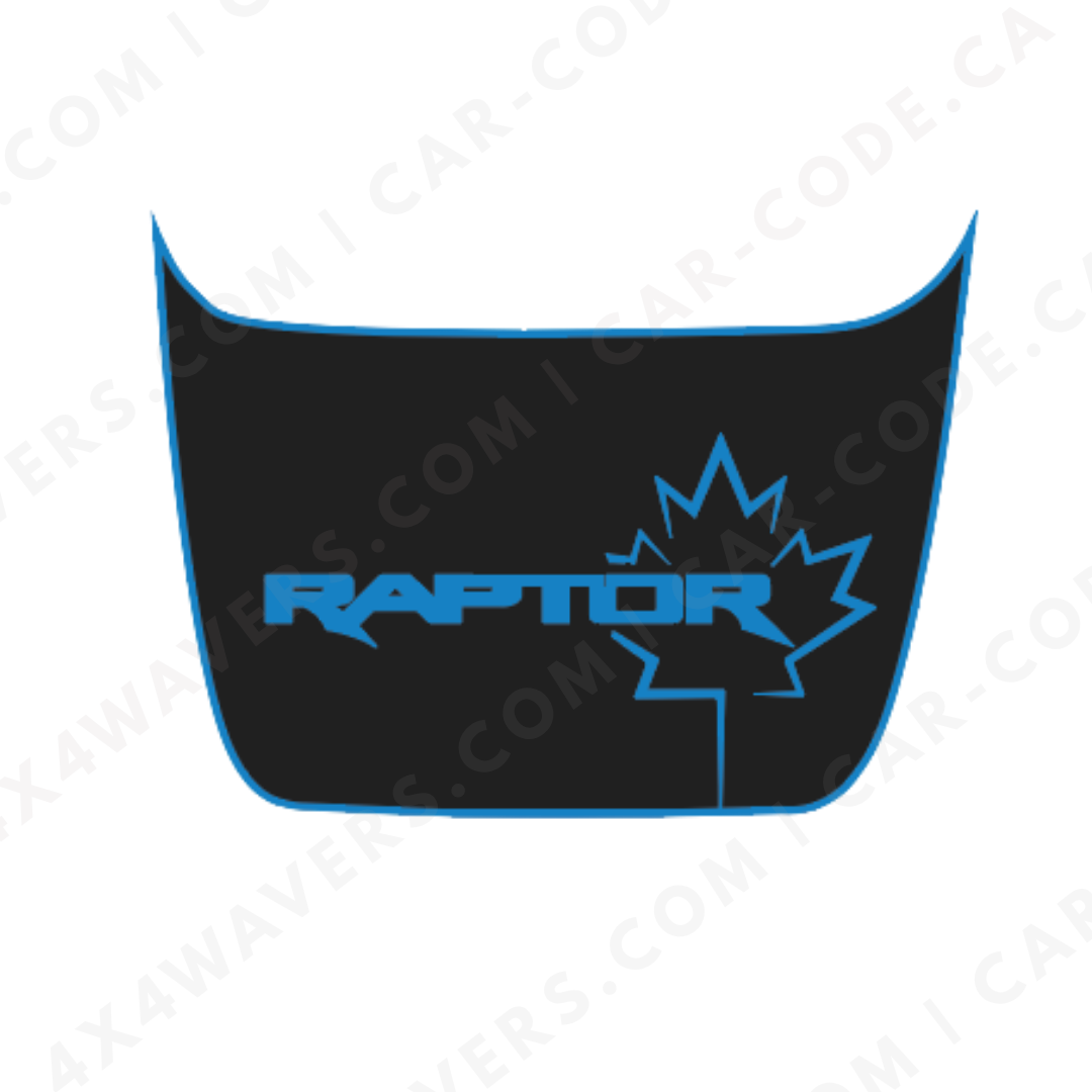 “RAPTOR” Panneau de capuche contour érable – Options de couleur d’accent – Pour Ford F-150 Raptor (Gen 2 2017–2020, Gen 3 2021–2024) – Vinyle découpé mat imprimé 3M ou Avery