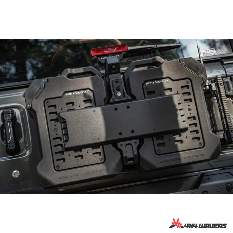 4x4wavers Fury Aluminum Multifunction Box -  Tailgate Equipment Integrated Set - Rear Integrated Kit with 2 Gas Cans Tanks and storage with numeric locks - 4X4 WAVERS
