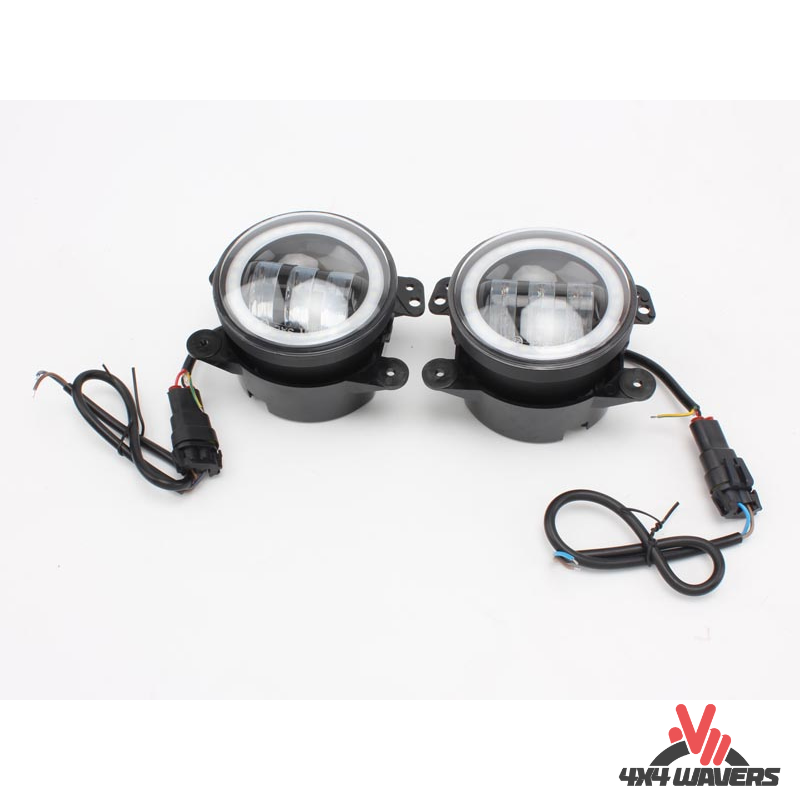 4x4wavers Grille Fog Premium LED Light, Angel Eyes Style - 4X4 WAVERS