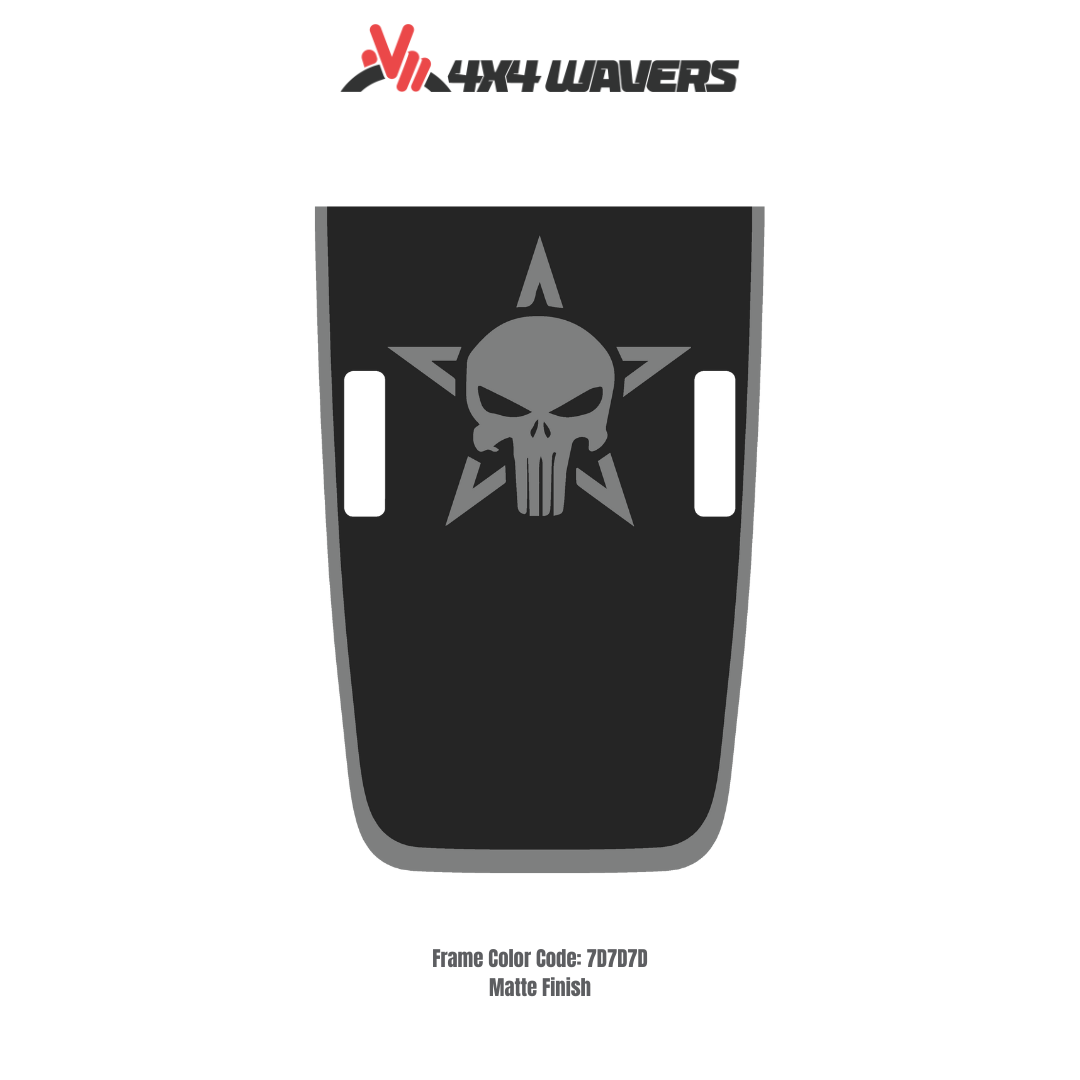 4x4wavers Punisher Decal Sticker Kit for JL Rubicon Hood β Vinyl Car Decals for Jeep Wrangler Models β Made in Canada