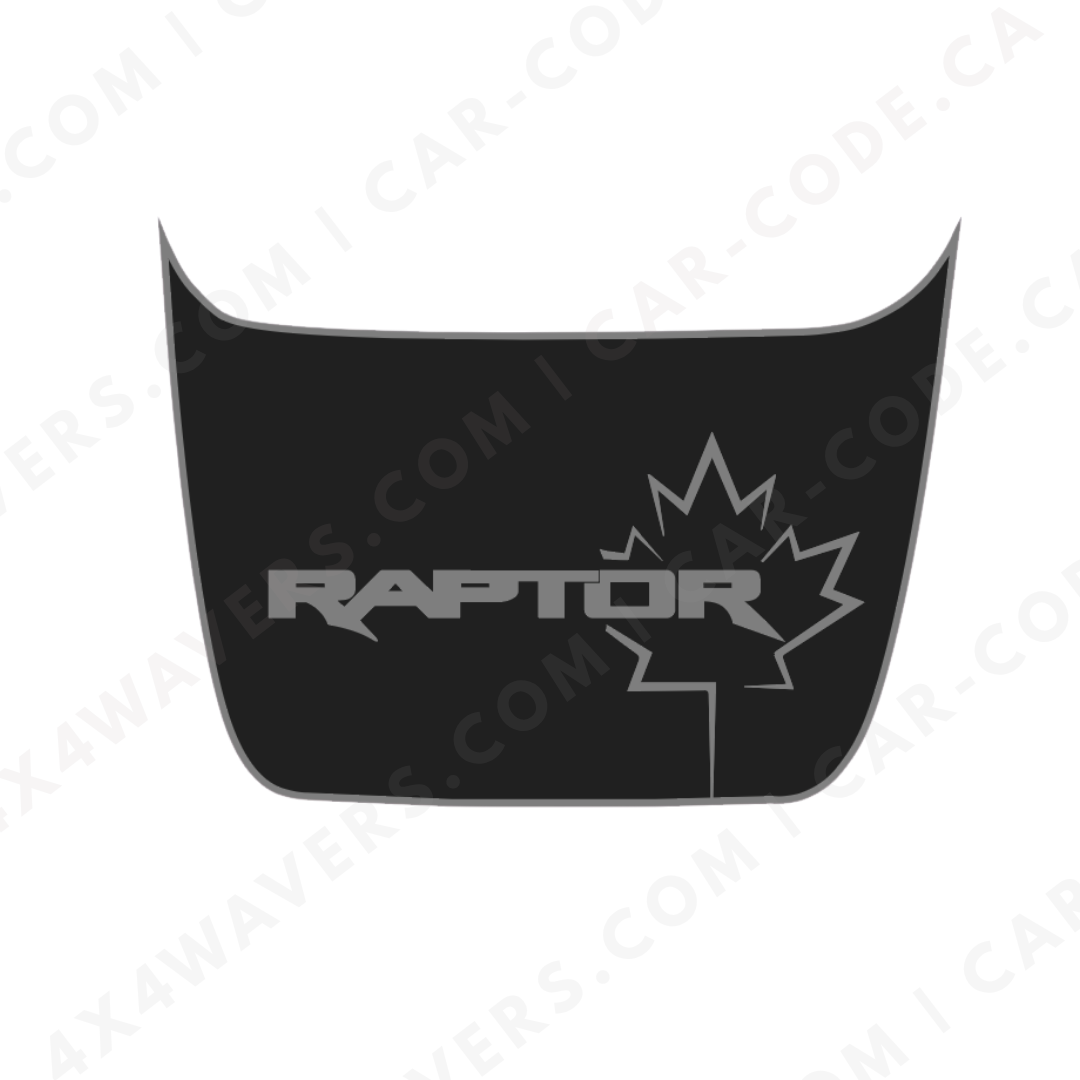 “RAPTOR” Panneau de capuche contour érable – Options de couleur d’accent – Pour Ford F-150 Raptor (Gen 2 2017–2020, Gen 3 2021–2024) – Vinyle découpé mat imprimé 3M ou Avery