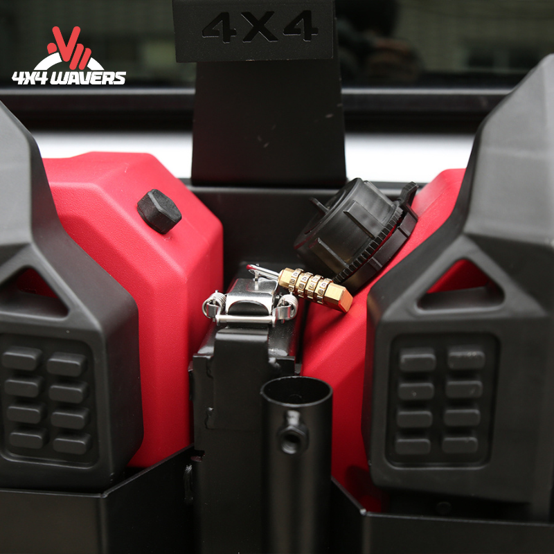 4x4wavers Tailgate Equipment Integrated Set - Rear Integrated Kit with 2 Gas Cans Tanks and 2 Traction Boards & a Shovel - All-Terrain Offroads Style - 4X4 WAVERS