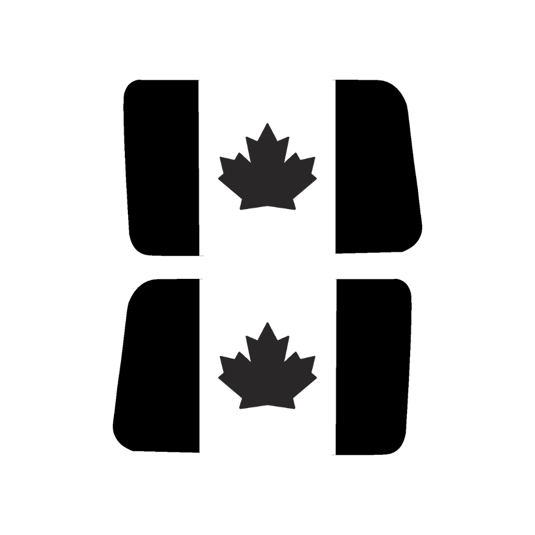 Rear Side Window Canada Flag – Matte Black (Cut Avery Vinyl) for Wrangler JL/JLU/JK/JKU/4xe – HARDTOP ONLY (Pair)