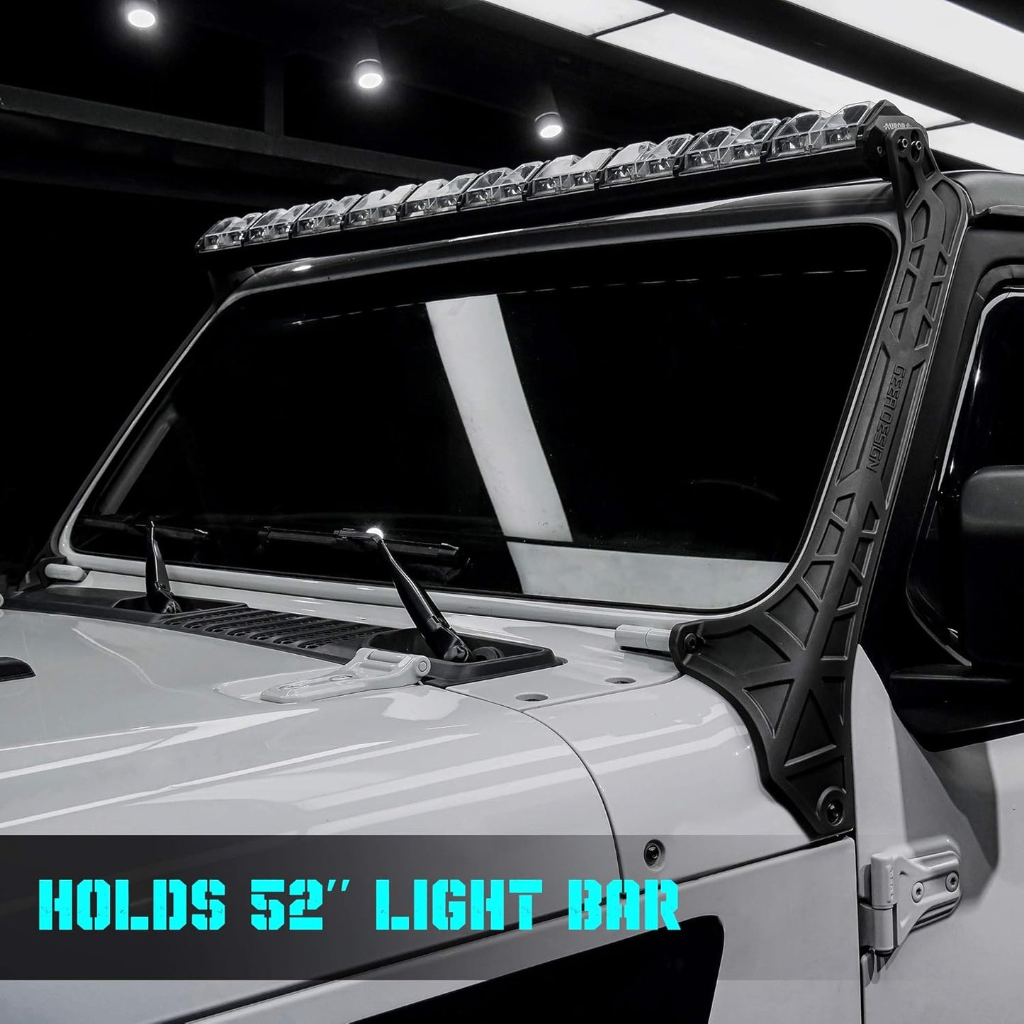 4X4WAVERS 52" LED Light Bar Mount Upper Windshield Frame Mounting Bracket - GEEA Design - Jeep Wrangler JL/JLU/Gladiator-JT 2018+