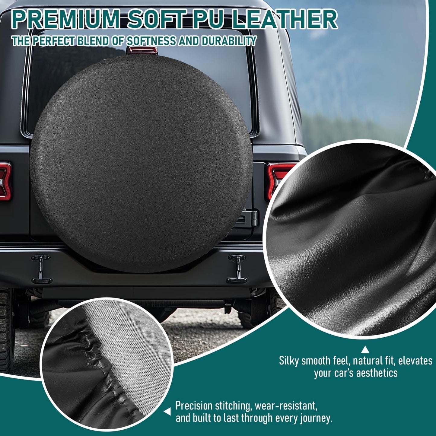 4X4WAVERS Spare Tire Cover for Jeep Wrangler - Tire Diameter 30 to 33 inches - Universal
