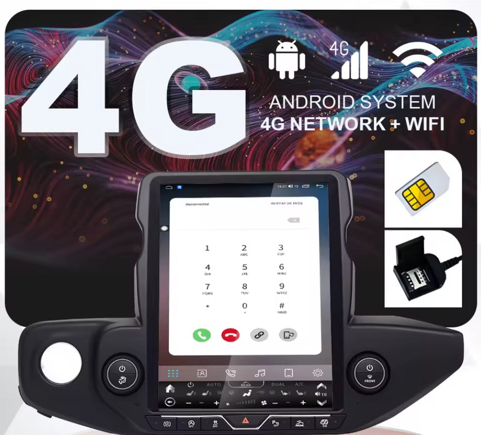 4X4WAVERS 12.1" Touch Vertical Screen with Wireless Carplay + Carlink - Jeep Wrangler JL/JLU/Gladiator-JT 2018-2023