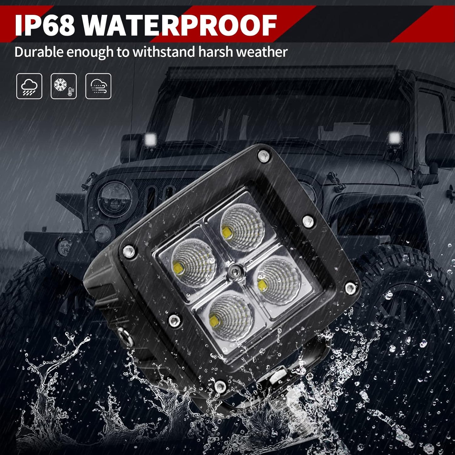 4X4WAVERS Ultra 3 Inch Cube LED Light Pod - Spot/Flood Light (1 Light Pod only)