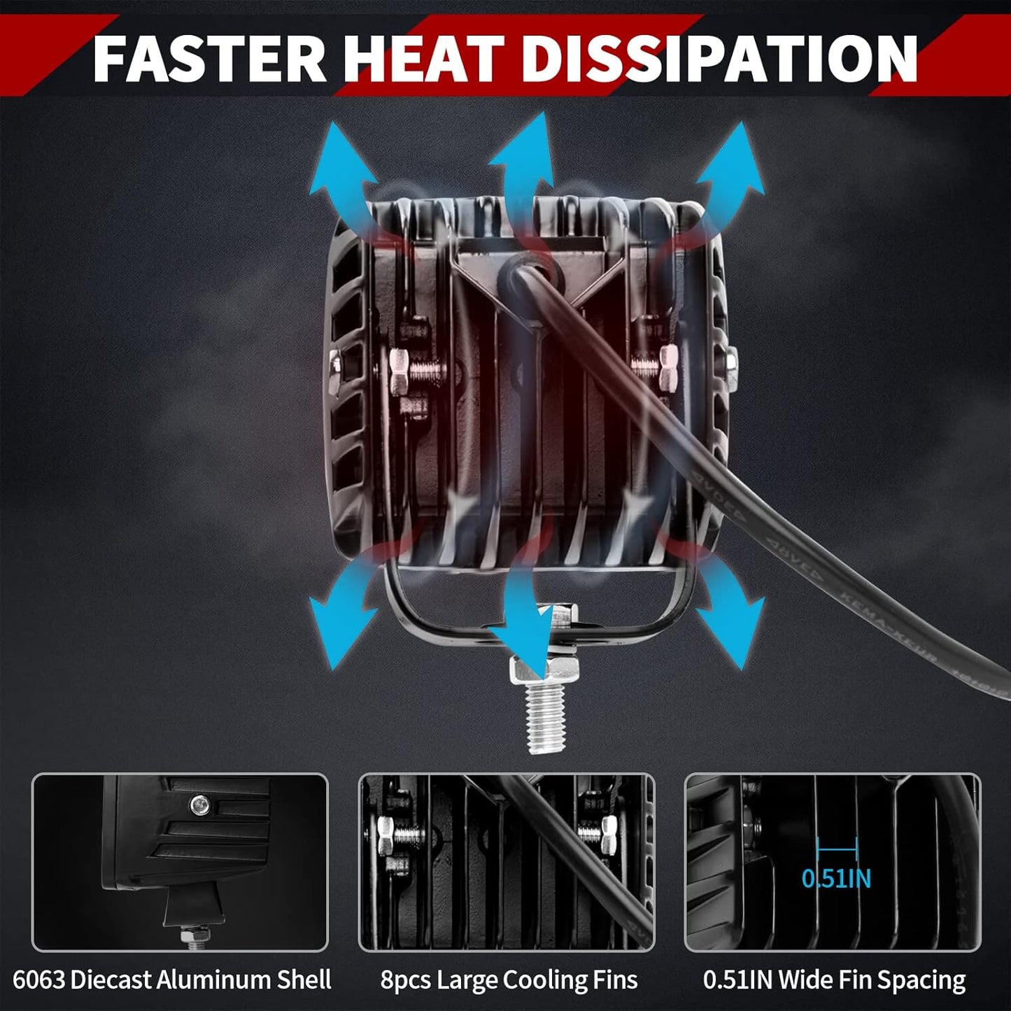 4X4WAVERS Ultra 3 Inch Cube LED Light Pod - Spot/Flood Light (1 Light Pod only)