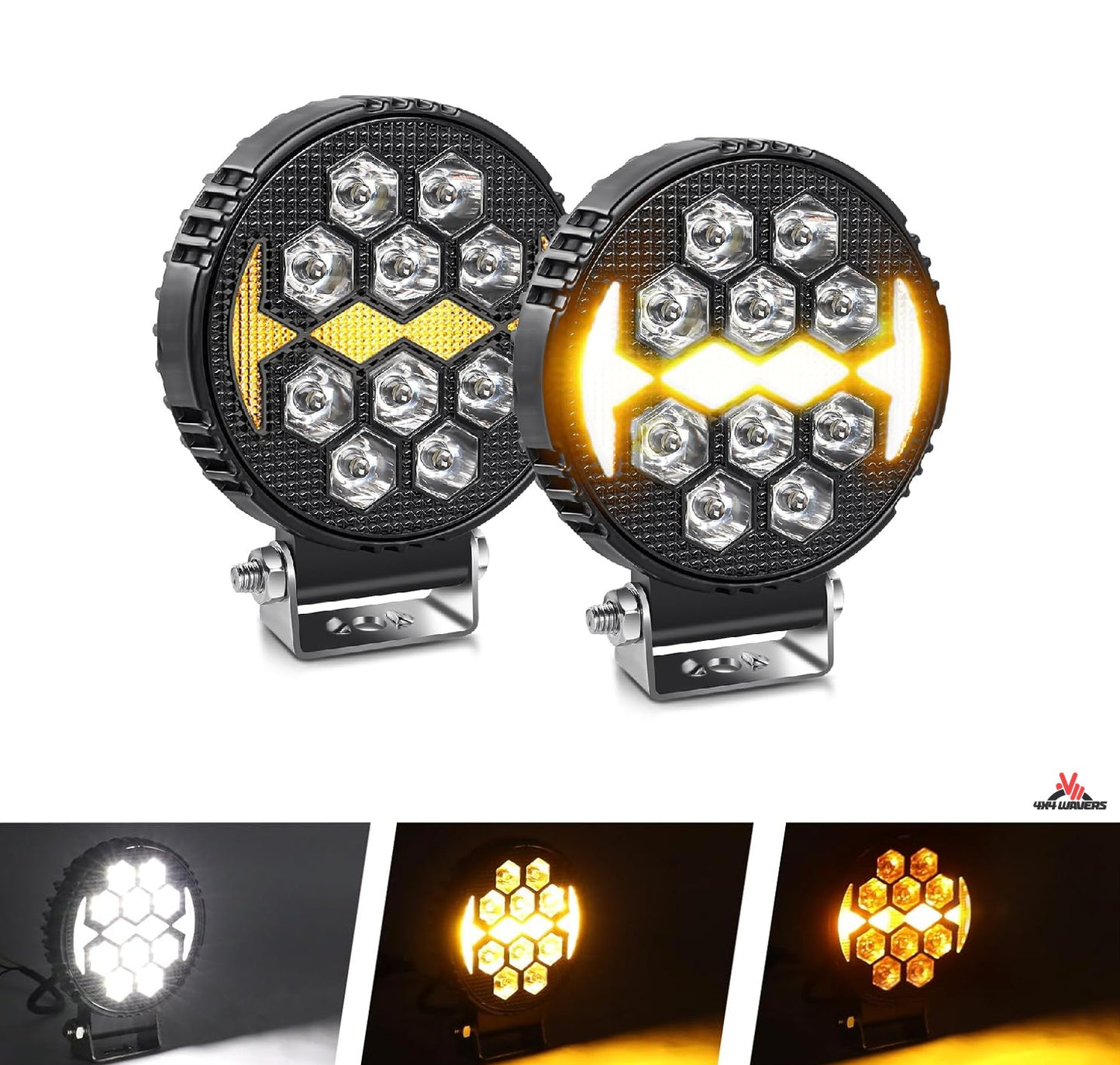 4X4WAVERS 4" Inch Lights Rounded Pod / Flood Lights (1 light pod only)