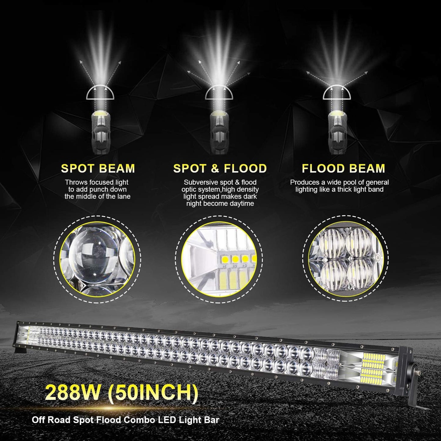 4X4Wavers 50" Light Bar Offroad and Driving Beam - 3030 LED Chip - 4X4 WAVERS