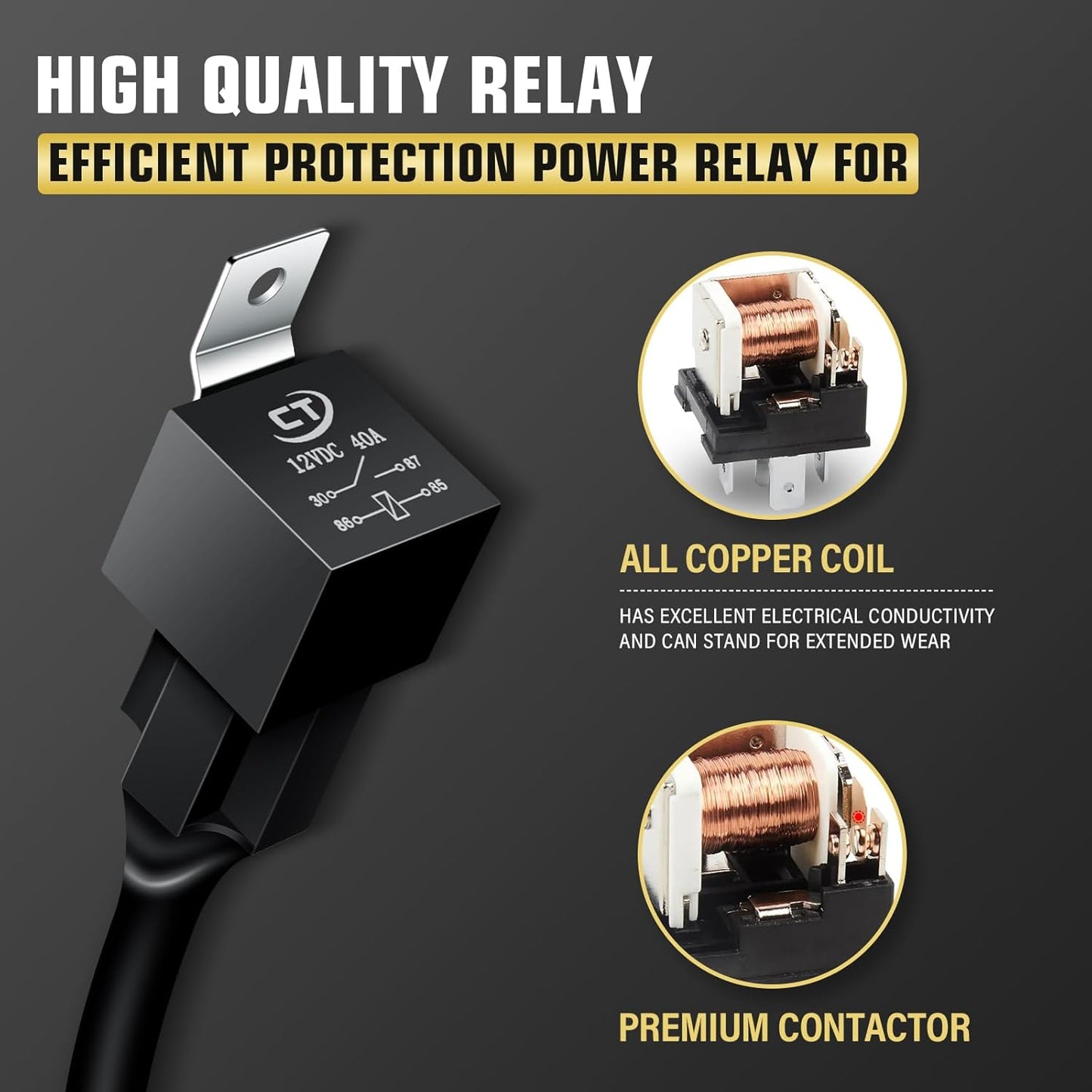 4X4Wavers 12V LED Light Bar Wiring Harness Cable Kit, DT Connector, Waterproof, 18AWG, DC 40A, ON/Off Switch, Relay Blade Fuse for LED Fog Work Lamps (2 Leads)