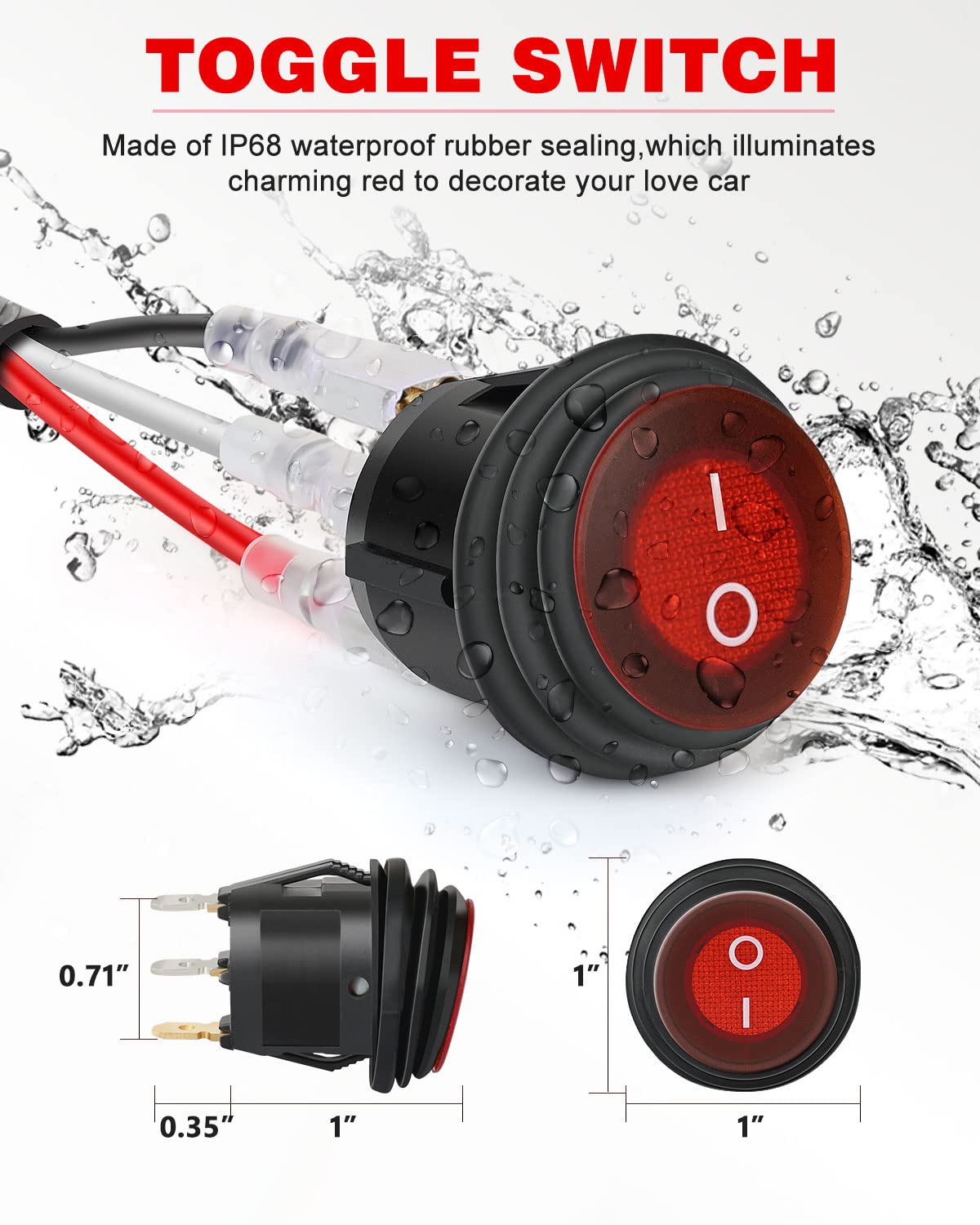 4X4Wavers LED Light Bar Wiring Harness Kit 16AWG 2 Leads 12V On Off Waterproof Switch Power Relay Blade Fuse for Off Road Lights LED Work Light