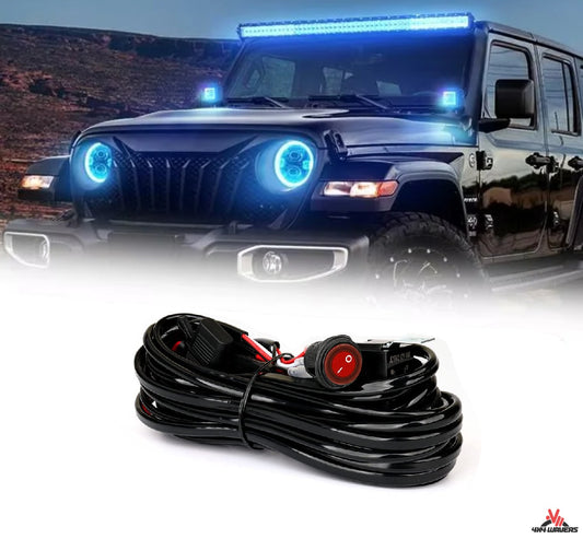 4X4Wavers Kit de Faisceau de Câblage pour Barre de Lumière LED 16AWG 2 Fils 12V Interrupteur Étanche Marche/Arrêt Relais de Puissance Fusible à Lame pour Lumières Tout-Terrain Lumière de Travail LED