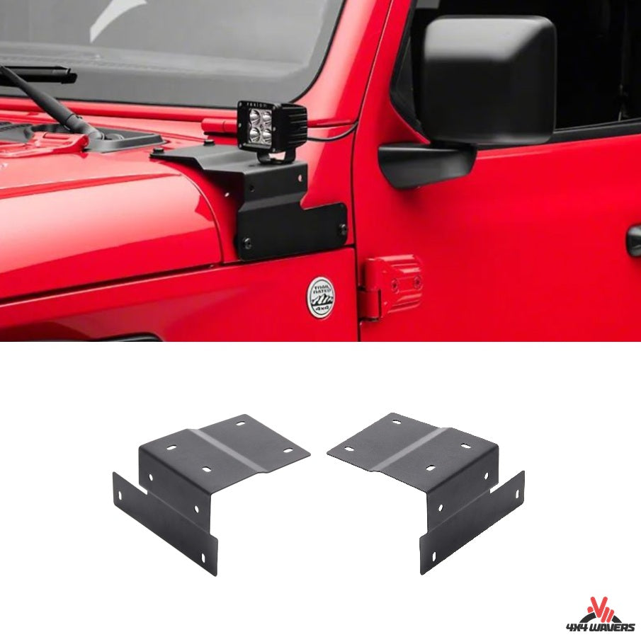 4X4WAVERS A-Pillar Offroad Light Mounting Brackets - Lower Windshield - Jeep Wrangler JL/JLU/Gladiator-JT 2018+