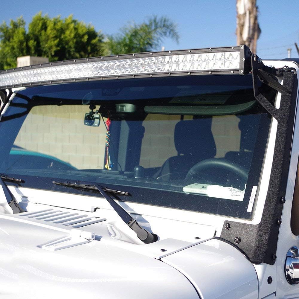 4X4WAVERS 52" Light Bar Windshield Mounting Brackets (without A pillar) - Jeep Wrangler JK/JKU 2007-2018