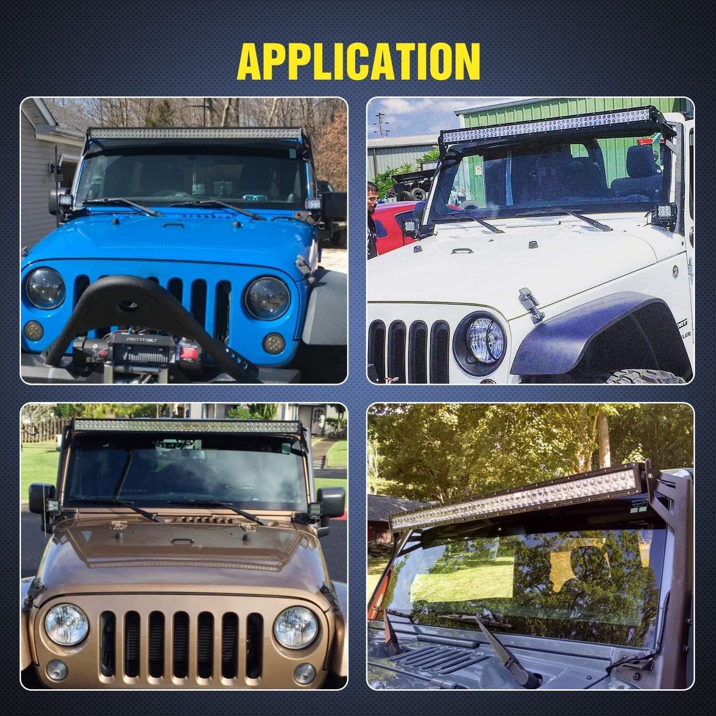 4X4WAVERS 52" Light Bar Windshield Mounting Brackets (with A pillar) - Jeep Wrangler JK/JKU 2007-2018