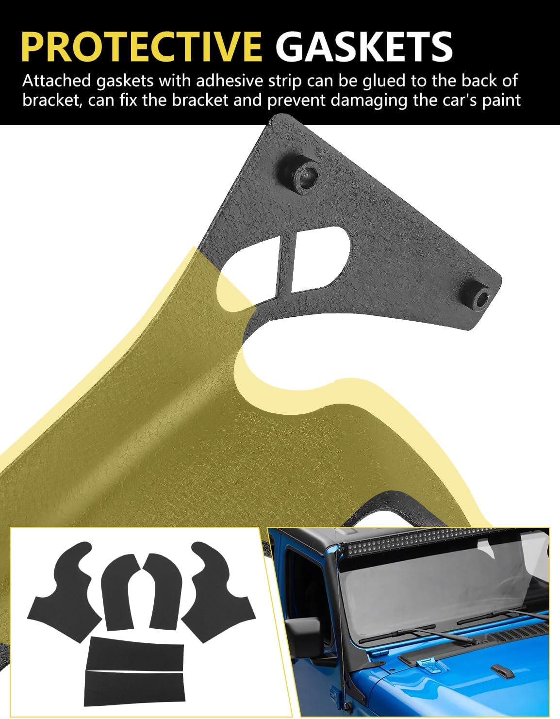 4X4WAVERS 52" Light Bar Windshield Mounting Brackets (without A pillar) - Jeep Wrangler JL/JLU/Gladiator-JT 2018+