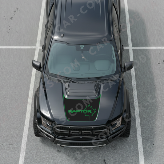 “RAPTOR” Panneau de capuche contour érable – Options de couleur d’accent – Pour Ford F-150 Raptor (Gen 2 2017–2020, Gen 3 2021–2024) – Vinyle découpé mat imprimé 3M ou Avery