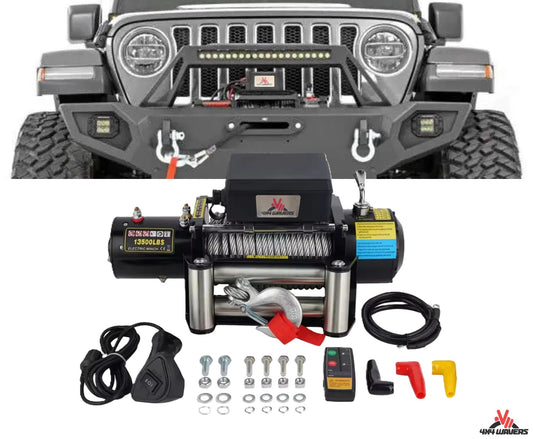 Treuil tout-terrain électrique 12V 13 500 lbs 4X4Wavers Heavy Duty avec télécommande sans fil - Câble en acier