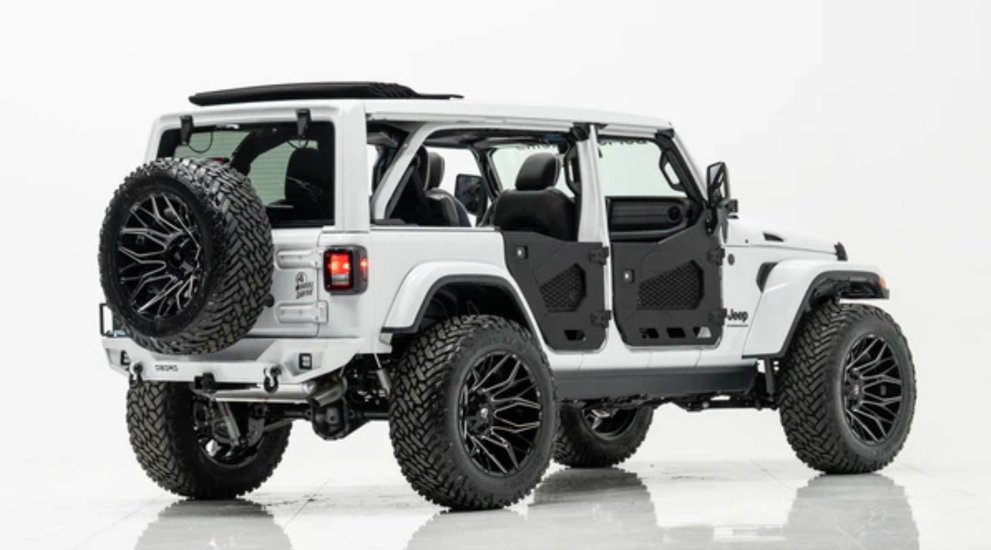 4X4WAVERS Specialty Premium Offroad Half Doors with side mirrors - Front and Rear - Jeep Wrangler JKU (4 Doors) 2007-2018