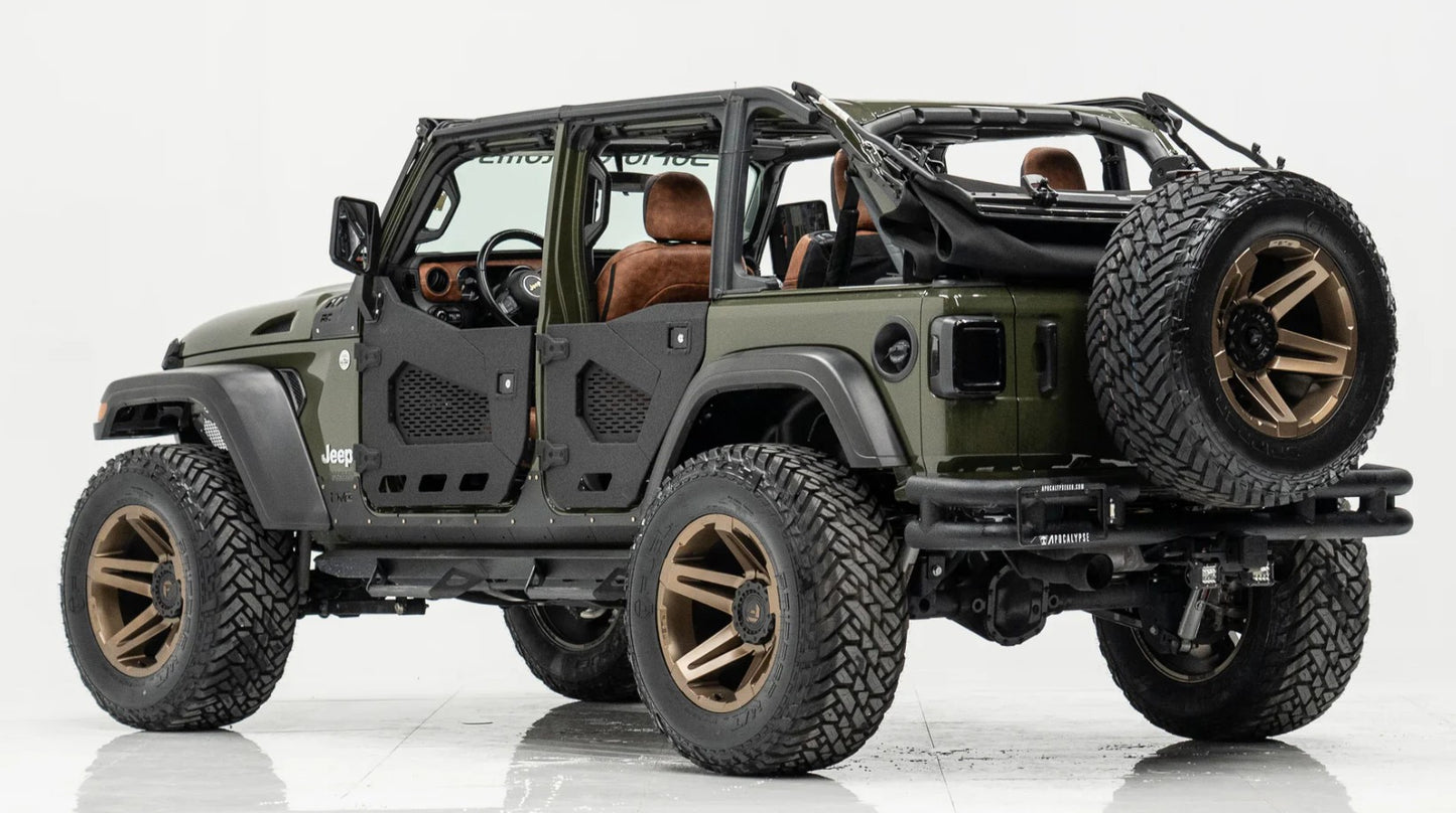 4X4WAVERS Specialty Premium Offroad Half Doors with side mirrors - Front and Rear - Jeep Wrangler JKU (4 Doors) 2007-2018