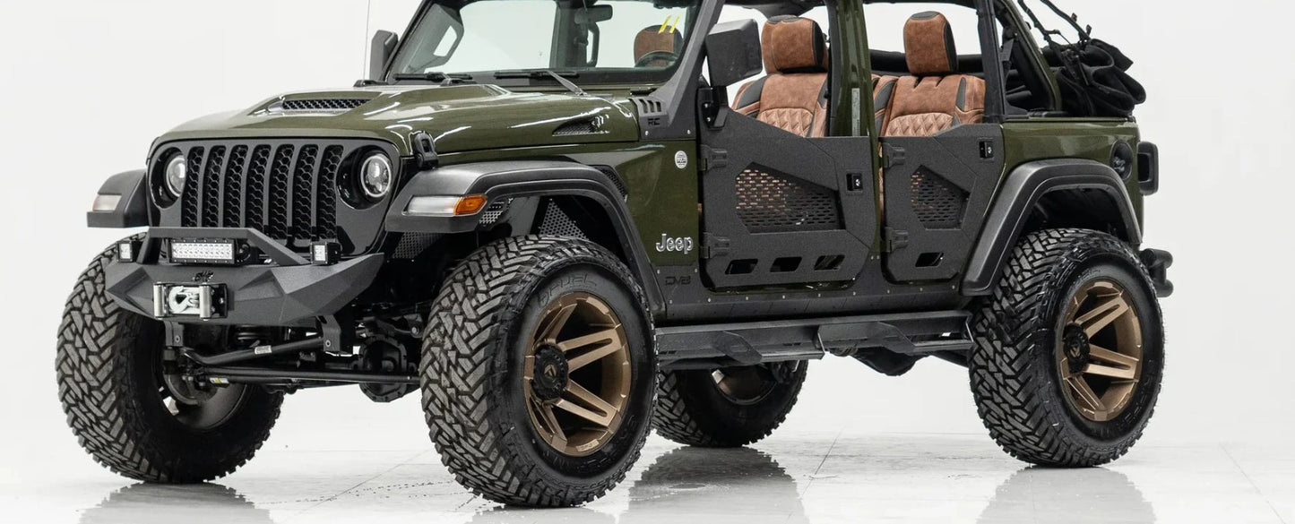 4X4WAVERS Specialty Premium Offroad Half Doors with side mirrors - Front and Rear - Jeep Wrangler JKU (4 Doors) 2007-2018