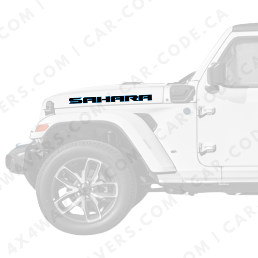 Kit d'autocollants 4x4wavers pour les côtés du capot SAHARA – Autocollants en vinyle compatibles avec les modèles Jeep Wrangler – 2 autocollants – Fabriqué au Canada