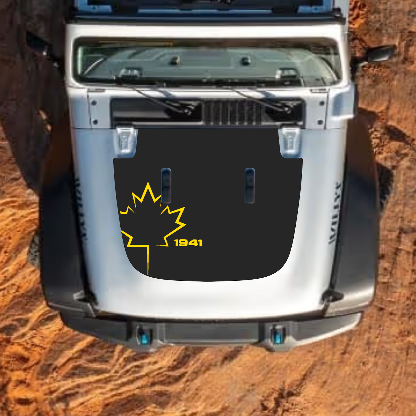 Jeep Wrangler JL hood decal by CarCode, stylish number 14 design on standard hood for 2018+ Jeep Gladiator JT models.