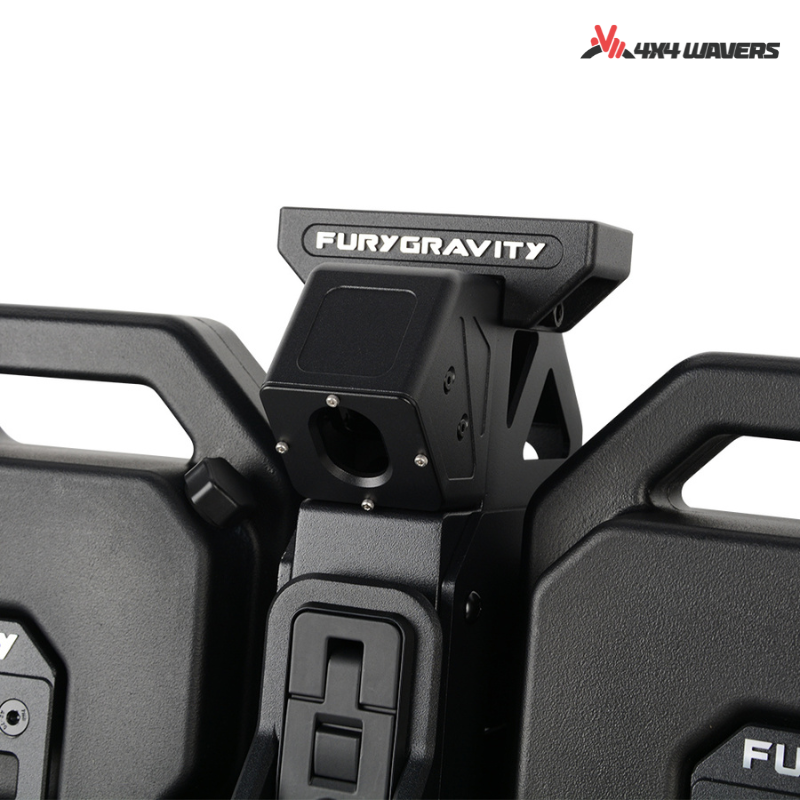 4x4wavers Fury Aluminum Multifunction Box -  Tailgate Equipment Integrated Set - Rear Integrated Kit with 2 Gas Cans Tanks and storage with numeric locks - 4X4 WAVERS