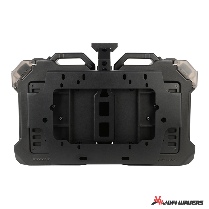 4x4wavers Fury Aluminum Multifunction Box - Tailgate Equipment Integrated Set - Rear Integrated Kit with 2 Gas Cans Tanks and storage with numeric locks - 4X4 WAVERS
