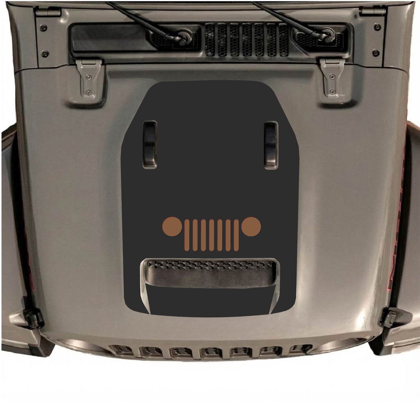 CarCode hood decal for Jeep Wrangler JL/JLU Rubicon 392 and JT Gladiator Mojave, style #50, featuring bold graphic design on the hood