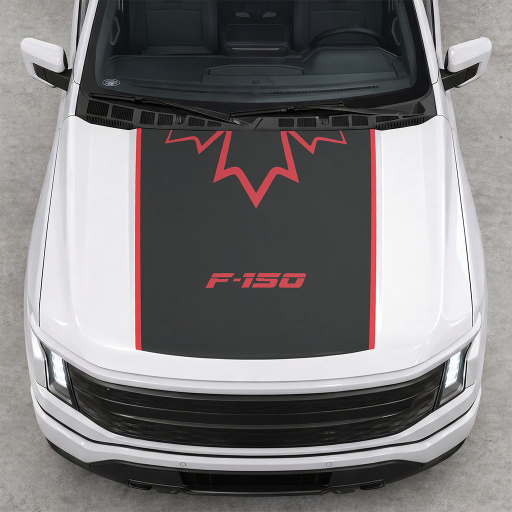 Ford F-150 Lightning hood decal by CarCode, style #01, featuring a sleek graphic design on the vehicle's hood.