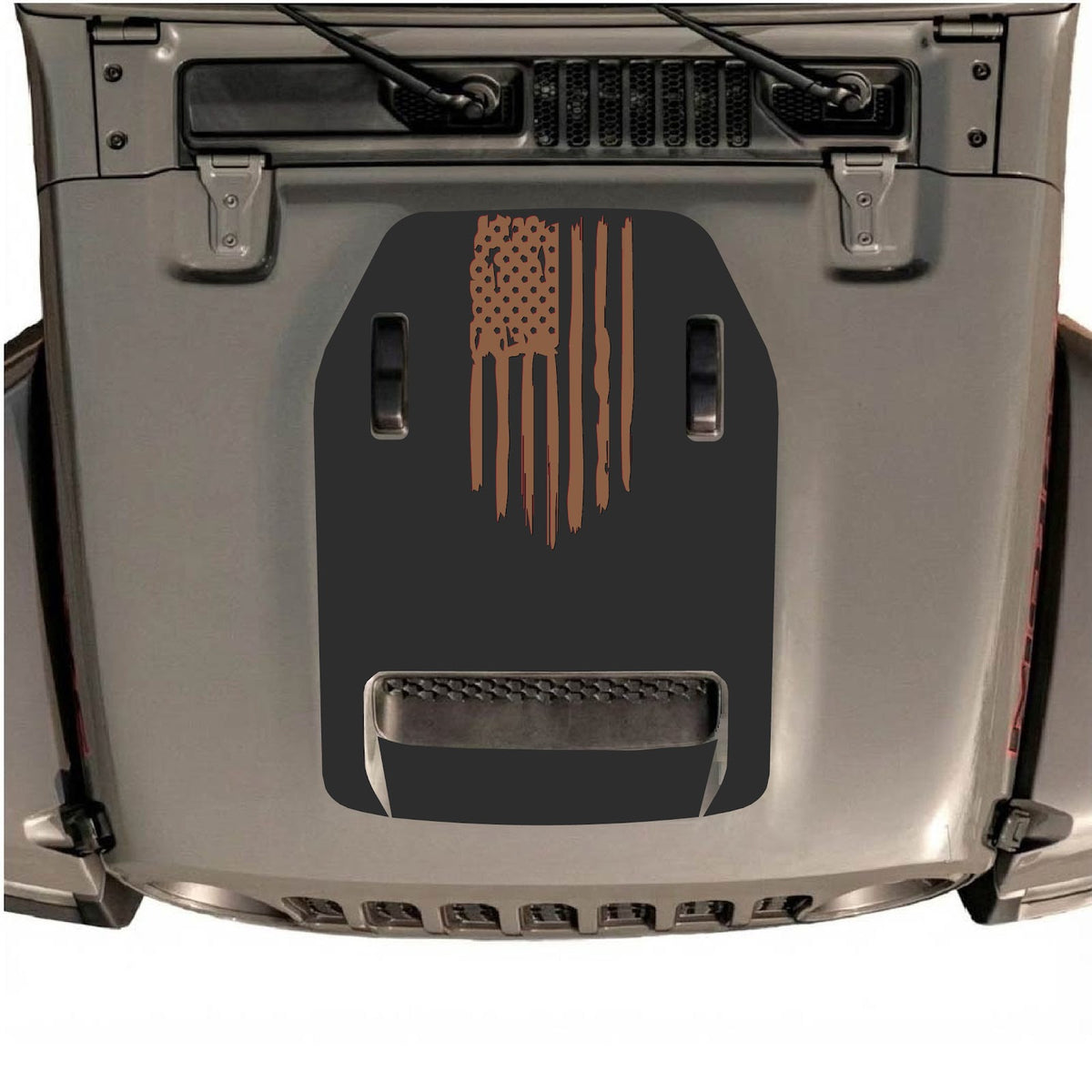 Jeep Wrangler JL Rubicon 392 hood decal by CarCode, style #32, featuring bold graphic design on black hood for off-road style.